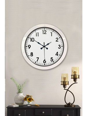 NessiWorld 36 cm Beyaz Metal Standart Duvar Saati