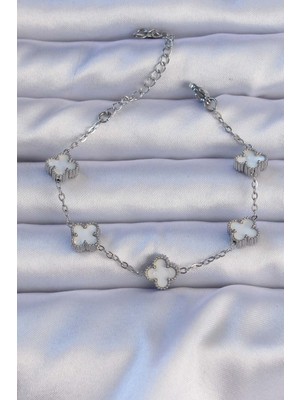 Vice Avm 316L Çelik Gümüş Renk Mineli Yonca Model Bileklik - TJ-BB6302 TG-V 7139