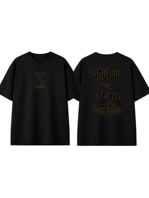 Urbvn Create Something Tasarım Baskılı Siyah Oversize T-Shirt