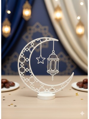 Özbience Ramazan Ayına Özel Ay Yıldız Fener Figürlü Dekoratif Obje (13X12 Cm)