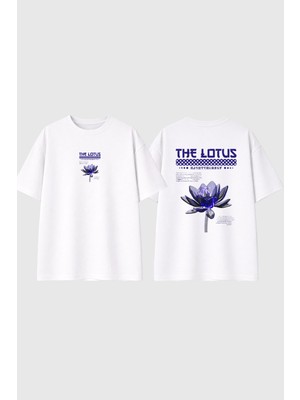 Urbvn The Lotus Tasarım Baskılı Beyaz Oversize T Shirt
