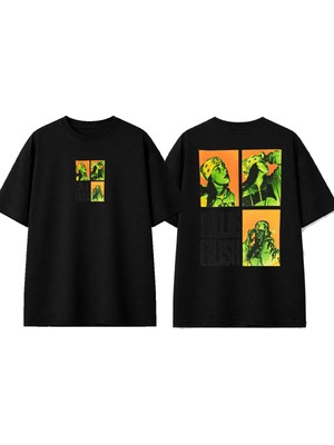 Urbvn Billie Green Tasarım Baskılı Siyah Oversize T-Shirt