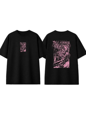 Urbvn True Horror Tasarım Baskılı Siyah Oversize T-Shirt