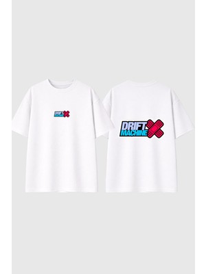 Urbvn Drift Machine Tasarım Baskılı Beyaz Oversize T Shirt