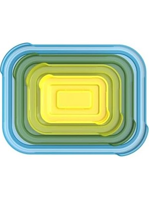 Skygo Nest Glass Storage - 4 Parçalı Cam Saklama Kabı Seti - Çok Renkli Kapaklar