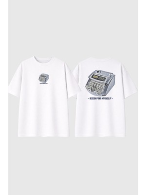 Urbvn Rich Tasarım Baskılı Beyaz Oversize T Shirt