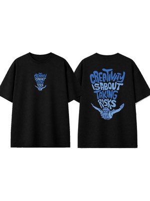Urbvn Risk 2 Tasarım Baskılı Siyah Oversize T-Shirt