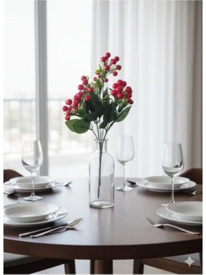 Skygo Yapay Çiçek Kırmızı Kokina Demeti Kokina Çiçeği Yılbaşı Süsü Yılbaşı Ağacı Süsü