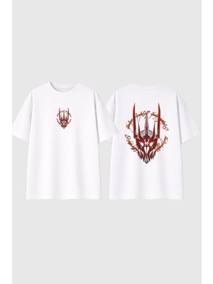 Urbvn Ring 2 Tasarım Baskılı Beyaz Oversize T Shirt