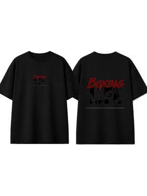 Urbvn Shadow Boxing Tasarım Baskılı Siyah Oversize T-Shirt