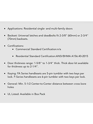 Skygo Lock FE285 Cen 619 Lat Ön Giriş Kolu Enlem Iç Kol (Nikel), 11,9 x 2,5 x 2,25