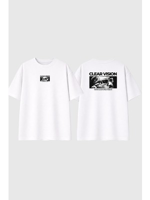 Urbvn Clear Vision Tasarım Baskılı Beyaz Oversize T Shirt