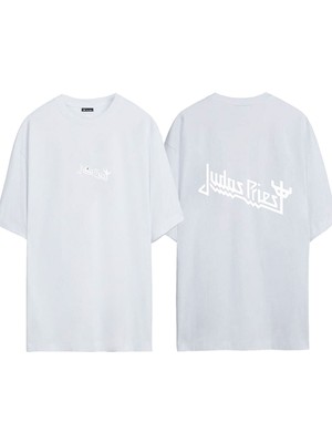Urbvn Judas 1 Tasarım Baskılı Beyaz Oversize T Shirt