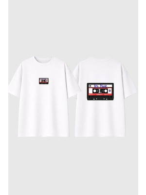 Urbvn 80S Music Tasarım Baskılı Beyaz Oversize T Shirt