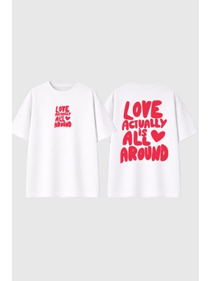 Urbvn Around Tasarım Baskılı Beyaz Oversize T Shirt