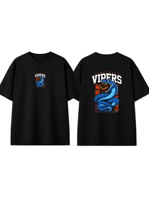 Urbvn Jpn Style Tasarım Baskılı Siyah Oversize T-Shirt