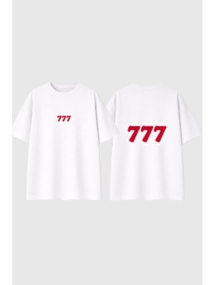 Urbvn Manifestation 777 Tasarım Baskılı Beyaz Oversize T Shirt