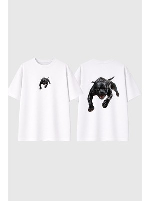 Urbvn American Stff Tasarım Baskılı Beyaz Oversize T Shirt