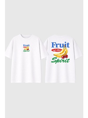 Urbvn Fruit Spirit Tasarım Baskılı Beyaz Oversize T Shirt