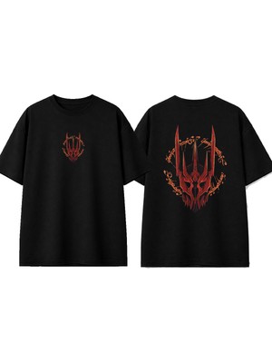 Urbvn Ring 2 Tasarım Baskılı Siyah Oversize T-Shirt