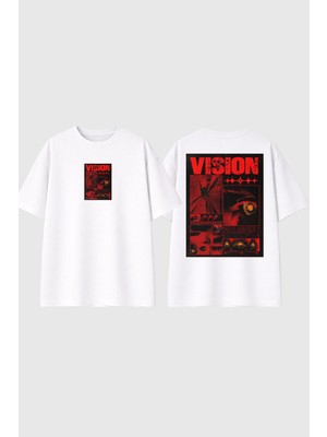 Urbvn Vision Tasarım Baskılı Beyaz Oversize T Shirt
