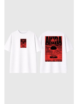 Urbvn Akıra Tasarım Baskılı Beyaz Oversize T Shirt