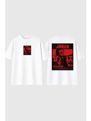 Urbvn Joker 3 Tasarım Baskılı Beyaz Oversize T Shirt