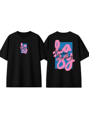 Urbvn Lazy Tasarım Baskılı Siyah Oversize T-Shirt