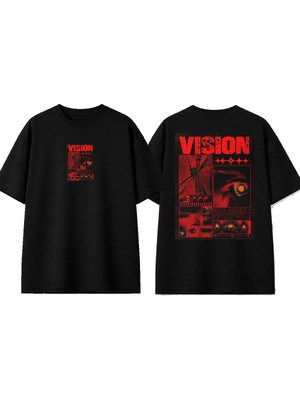 Urbvn Vision Tasarım Baskılı Siyah Oversize T-Shirt