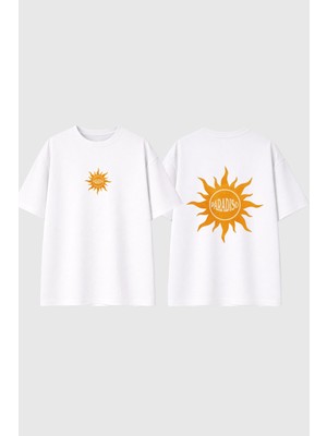 Urbvn Paradiso Tasarım Baskılı Beyaz Oversize T Shirt