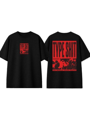Urbvn Type Shit Tasarım Baskılı Siyah Oversize T-Shirt