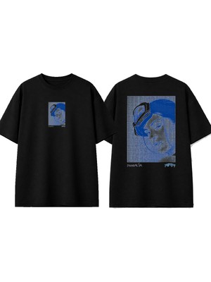 Urbvn Rosalia Tasarım Baskılı Siyah Oversize T-Shirt