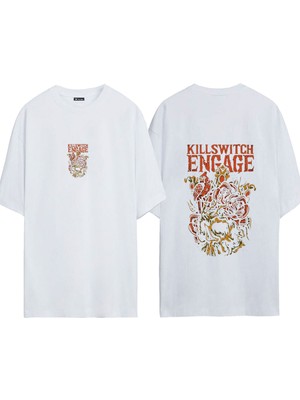 Urbvn Killswitch 1 Tasarım Baskılı Beyaz Oversize T Shirt