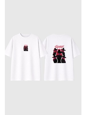 Urbvn Saja Boys Tasarım Baskılı Beyaz Oversize T Shirt