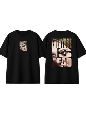 Urbvn Everyone Is Dead Tasarım Baskılı Siyah Oversize T-Shirt