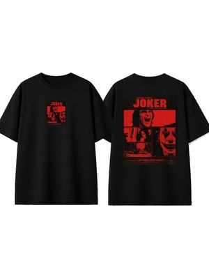 Urbvn Joker 3 Tasarım Baskılı Siyah Oversize T-Shirt