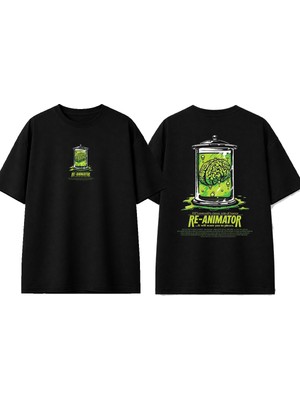 Urbvn Re Animator Tasarım Baskılı Siyah Oversize T-Shirt