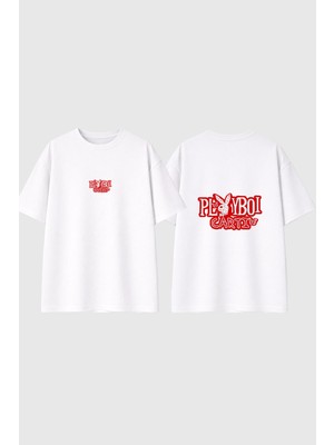 Urbvn Playboi Tasarım Baskılı Beyaz Oversize T Shirt