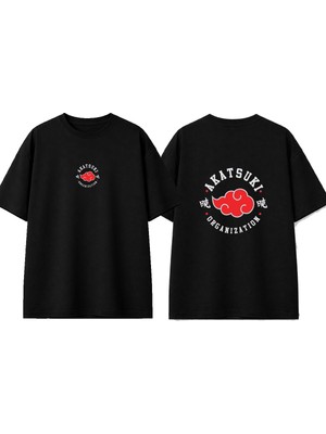 Urbvn Akatsuki Tasarım Baskılı Siyah Oversize T-Shirt