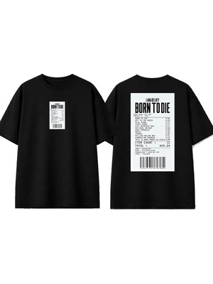 Urbvn Born To Die Tasarım Baskılı Siyah Oversize T-Shirt