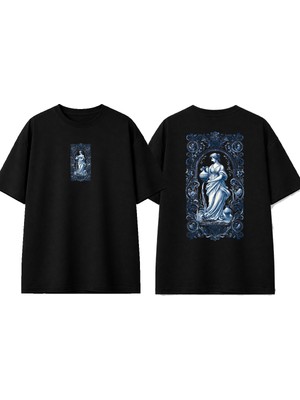 Urbvn Greece Art Tasarım Baskılı Siyah Oversize T-Shirt
