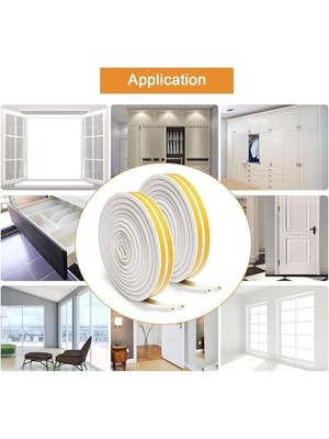 Skygo Kapı Contası, 2'li Paket 12 Metre D Tipi Kapı ve Pencere Contası, Kendinden Yapışkanlı Dış Kapıs Contası, Kolay Kesilebilir (Beyaz)