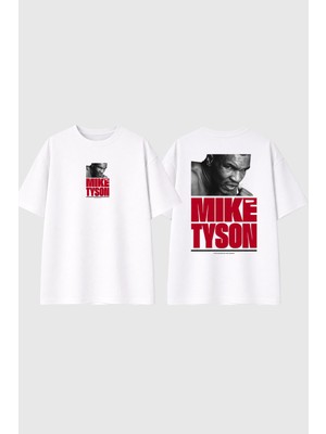 Urbvn Tyson Tasarım Baskılı Beyaz Oversize T Shirt