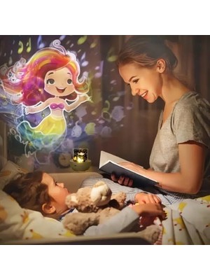 Skygo Gece Lambası Çocuk PROJEKTÖR,360° Dönebilen Ayarlanabilir Rüyalı Atmosfer Gece Lambası Projektör Lambası Yatak Odası 21 Farklı Dünya