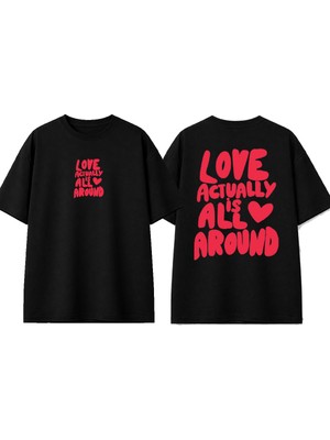 Urbvn Around Tasarım Baskılı Siyah Oversize T-Shirt