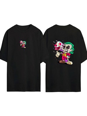 Urbvn Joker Anime 1 Tasarım Baskılı Siyah Oversize T Shirt