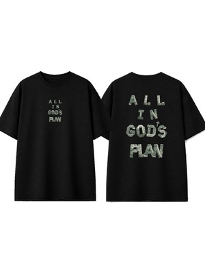 Urbvn Gods Plan Tasarım Baskılı Siyah Oversize T-Shirt