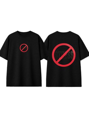 Urbvn No Stress Tasarım Baskılı Siyah Oversize T-Shirt