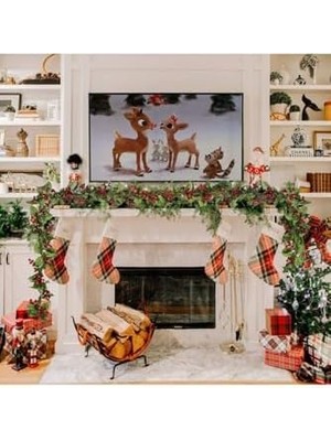 Skygo 1 Adet Kokina Red Yılbaşı Çelenk, Ev Şömine Parti Kış Yılbaşı Süsü, Yeşil