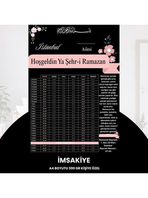 Urfakent Ramazan Imsakiyesi - 300 gr - A4 Boyut Kişiye Özel Isimli & Logolu 1 Adet Pembe